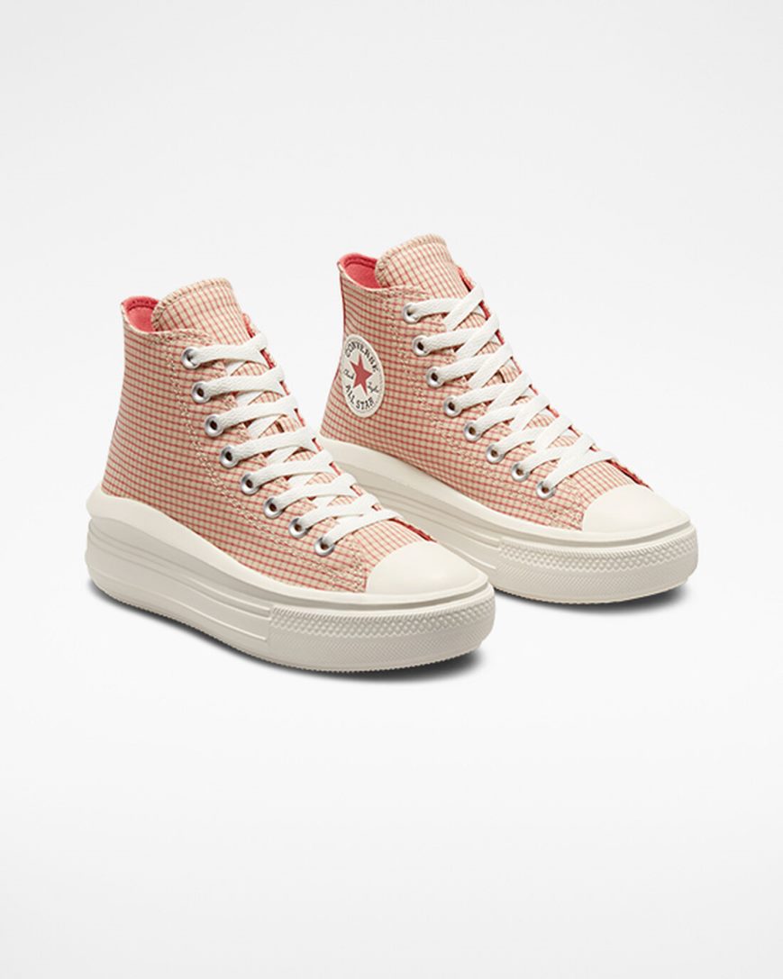 Women's Converse Chuck Taylor All Star Move Checkered High Top Platform Shoes Apricot | AU 1E498V